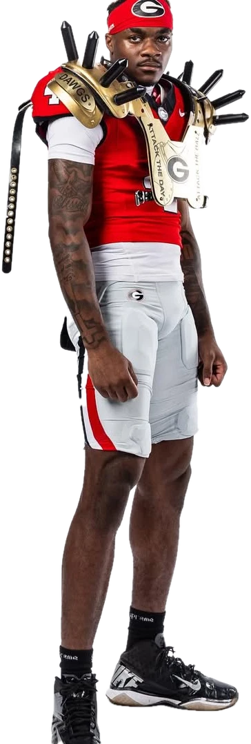 KJ Bolden wearing Georgia's turnover plate